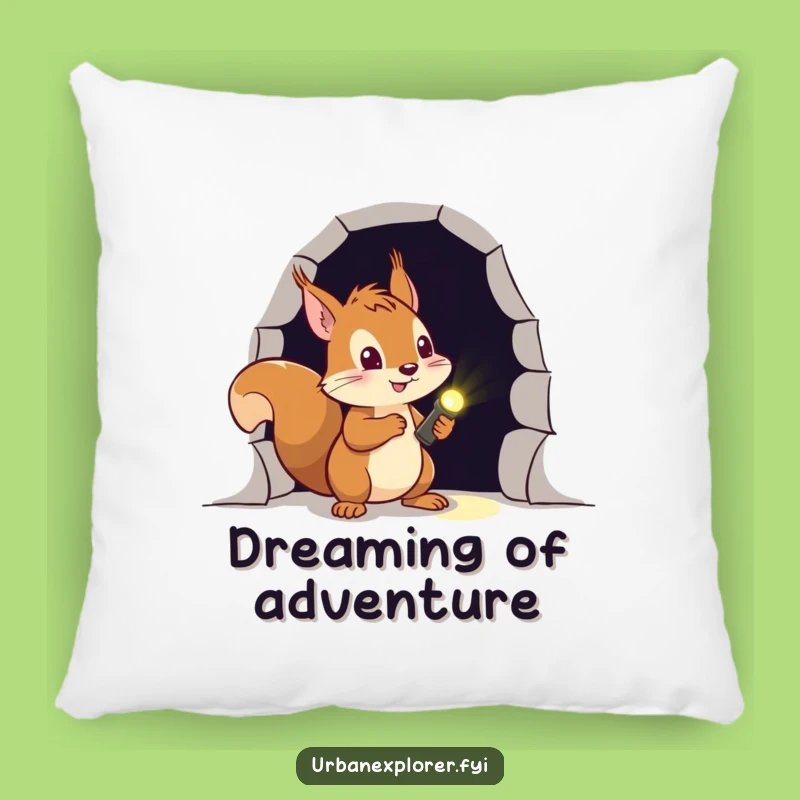Funny Squirrel Explorer Pillow: Cozy Brave Adventurer with Flashlight, Delightful Funny Gift