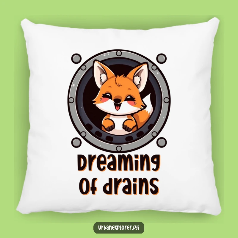 Funny Fox Sewer Grate Pillow - Cozy & Hilarious Couch Accent Gift