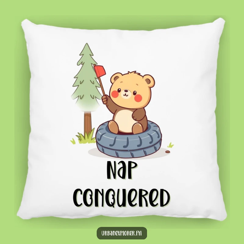 Funny Bear Cub Flag Pillow - Cozy Triumph, Cute Accent, Adorable Funny Gift