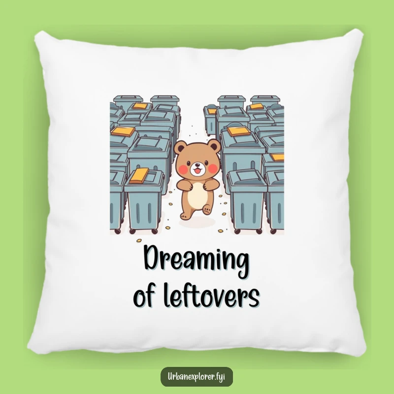 Funny Bear Pillow: Brave Dumpster Surprise, Cozy Comfort Gift