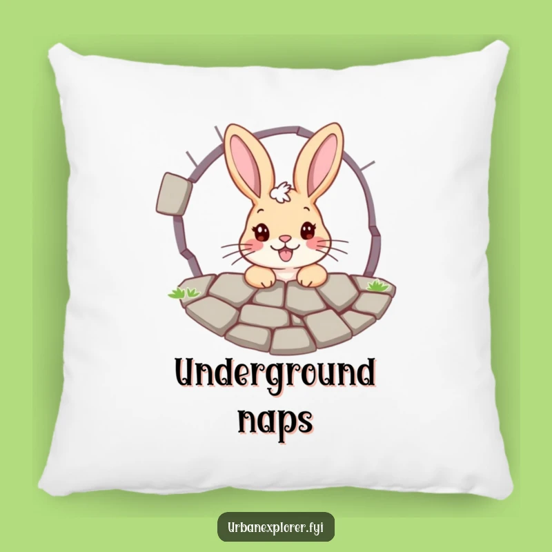 Funny Bunny Pavement Grate Pillow - Cozy Comfort with a Quirky Peekaboo Design