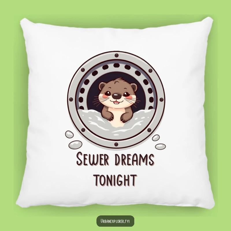 Funny Otter Pillow: Grinning Sewer Surprise, Cozy Comfort Gift