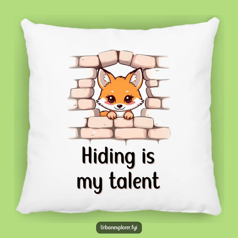 Funny Kawaii Fox Pillow: Soft Peek-a-Boo Brick Wall Cushion, Perfect Funny Gift