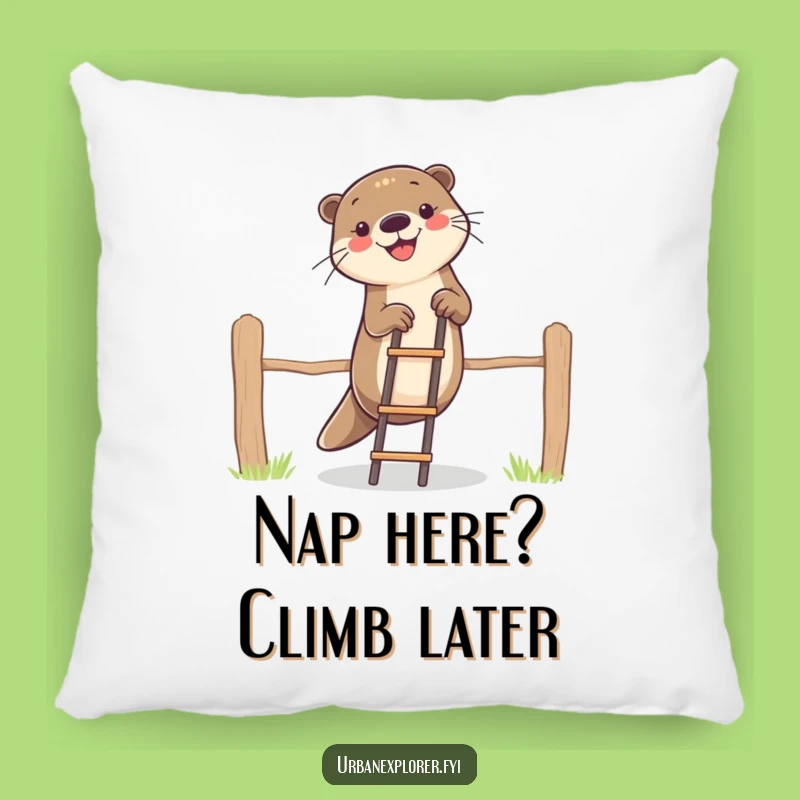 Funny Otter Climbing Fence Pillow - Comfy & Hilarious Home Decor Accent