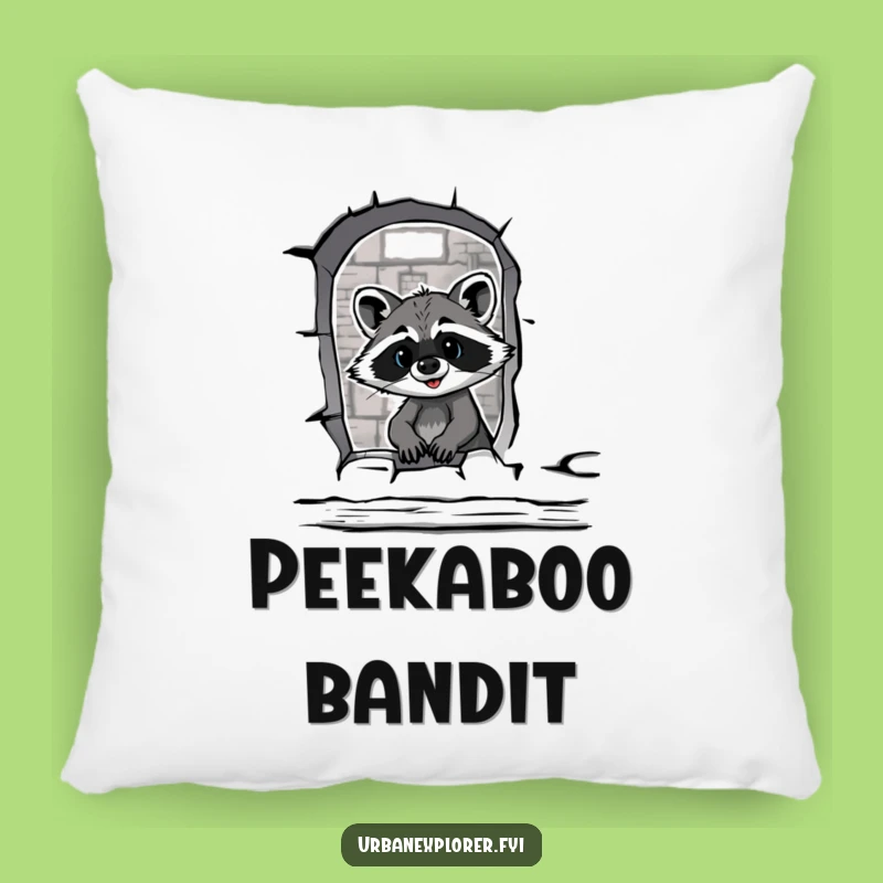 Funny Raccoon Curiosity Pillow - Comfy & Hilarious Warehouse Decor