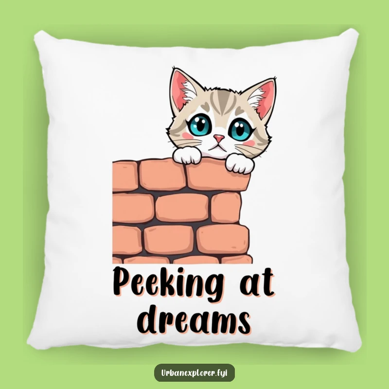 Funny Curious Cat Wall Pillow: Cuddle Up with Cozy Curiosity!