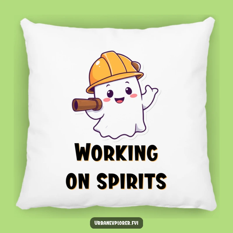 Cozy Ghost Hard Hat Pillow: Soft Cartoon Cushion for Spooky Comfort