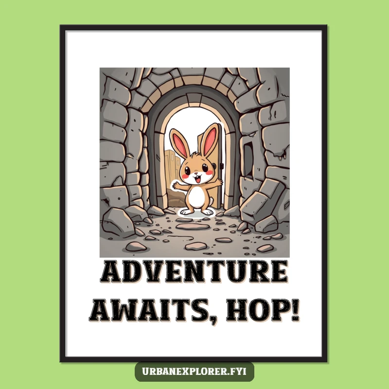 Funny Rabbit Digital Print: Abandoned City Discovery, a Unique Humor Gift