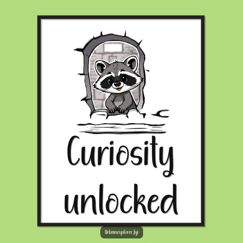 Funny Raccoon Warehouse Exploration Digital Art - Humorous Urban Decor