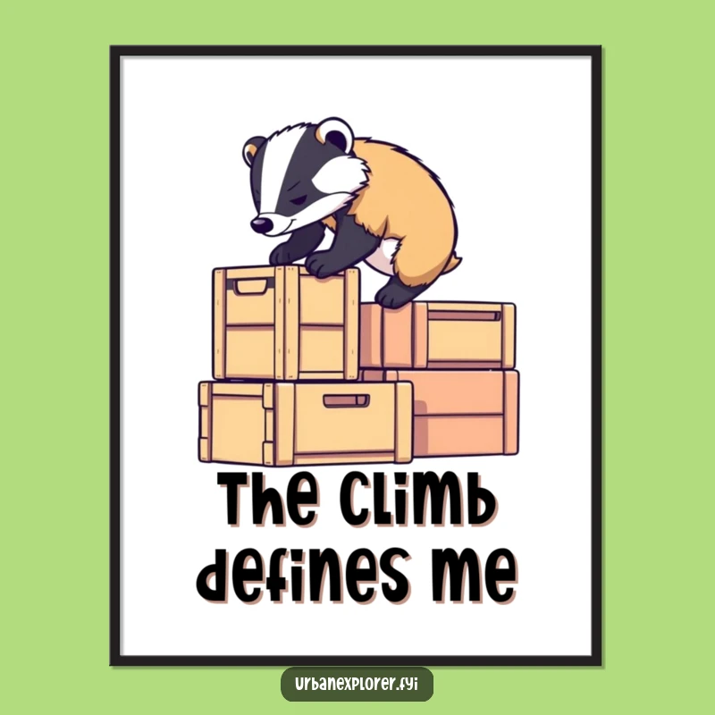 Funny Badger Climb Digital Art: Determined Critter Instant Download