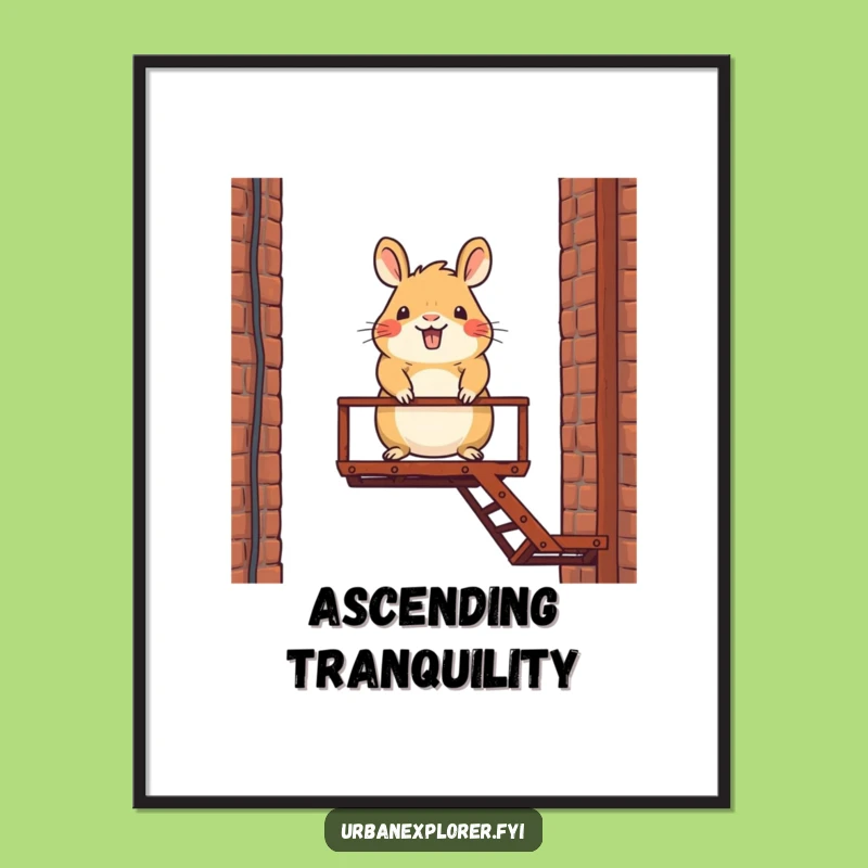 Funny Capybara Fire Escape Digital Art: Printable Cartoon Character Decor