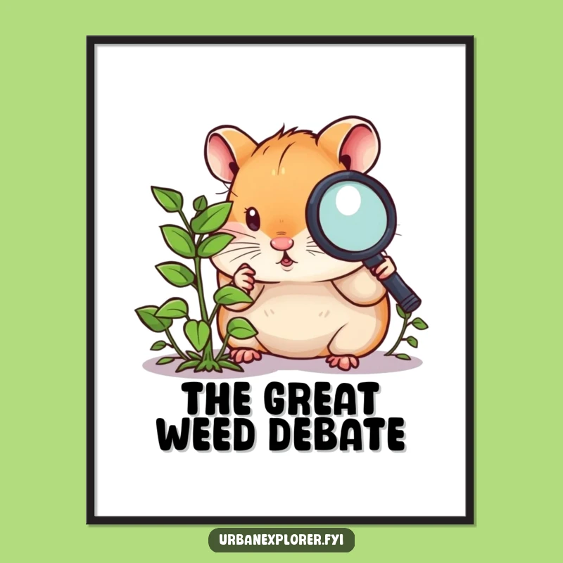 Funny Hamster Magnifying Glass Digital Art: Tiny Investigator for Instant Decor