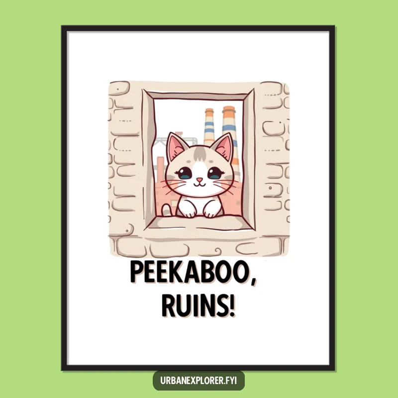 Funny Kawaii Cat Factory Art Print - Hilarious Digital Download for Your Wall