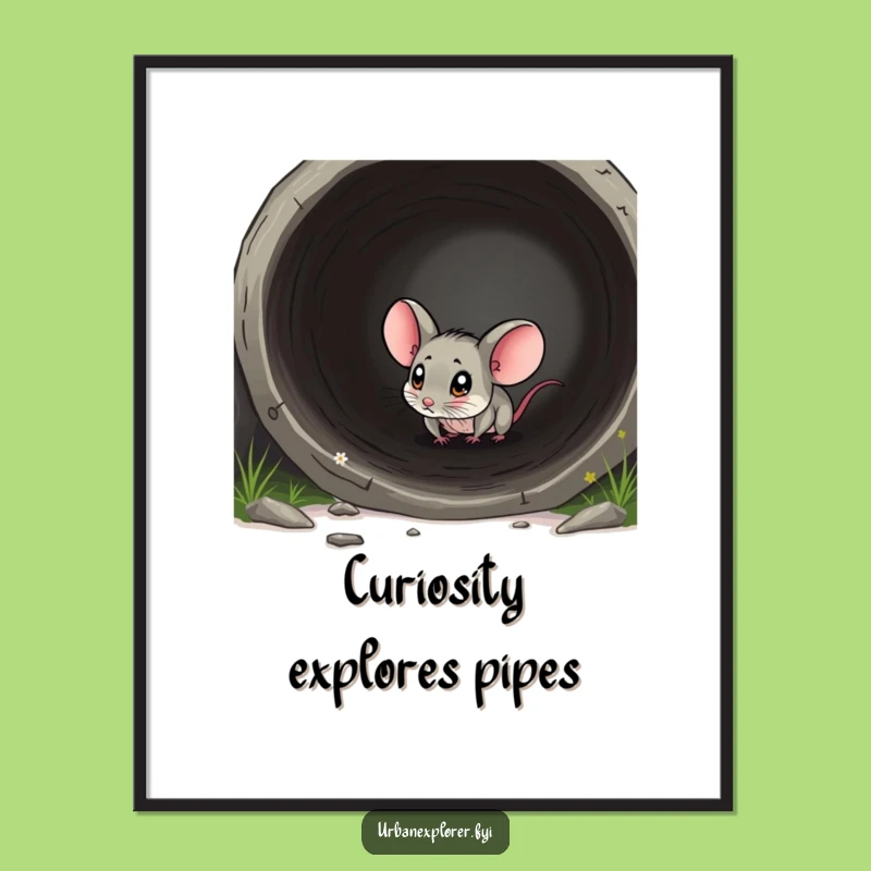 Funny Mouse Digital Art: Curious Exploration Print for Whimsical Decor