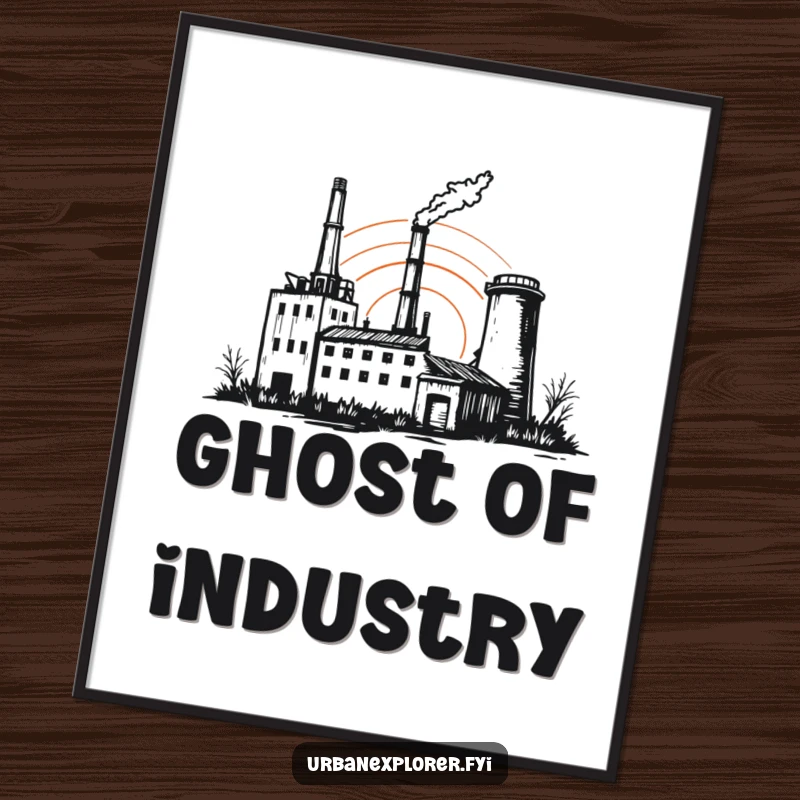 Funny factory digital print, abandoned sunset art, sketchy illustration, atmospheric wall decor, instant download gift.