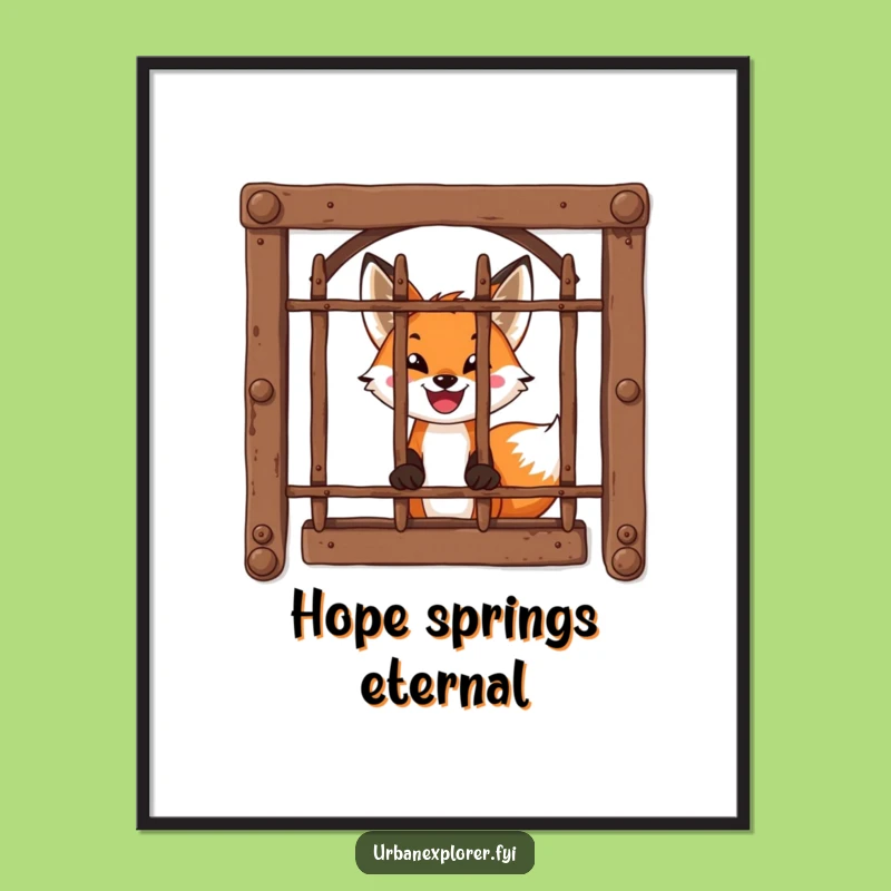 Funny Fox Window Digital Art: Brave Peek's Intrigue, Printable Funny Gift!