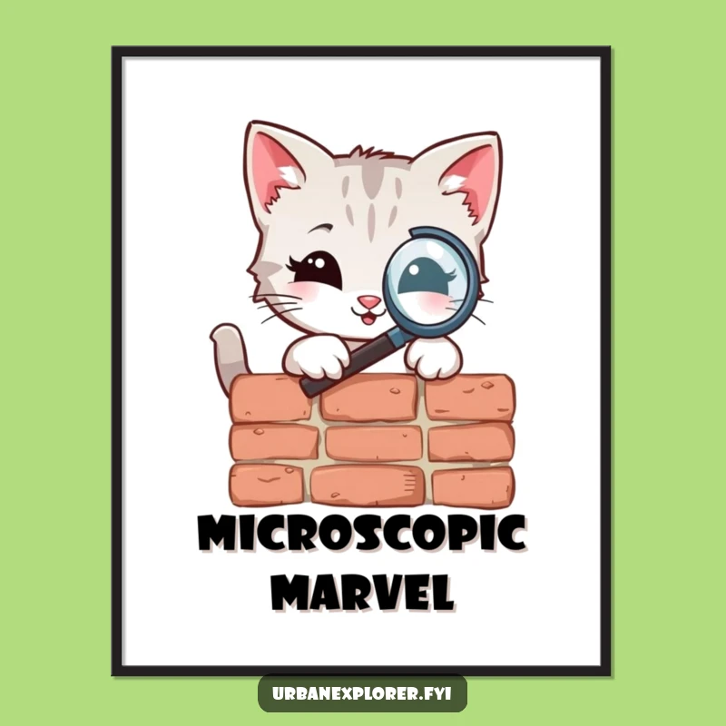 Funny Kitten Magnifying Glass Digital Art: Detective Print for Curious Homes Gift