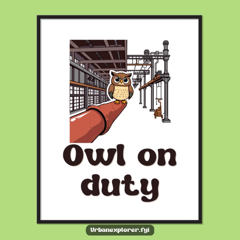 Funny Owl Industrial View Digital Art - Humorous Factory Wall Decor