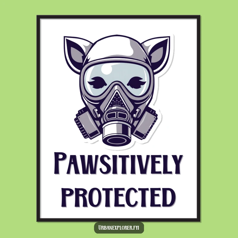 Funny Animal Ears Gas Mask Digital Print: Instant Modern Art Download