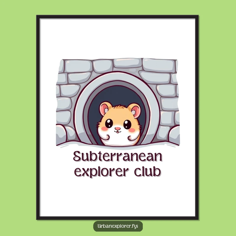 Funny Kawaii Hamster Digital Art - Hilarious Subway Discovery Print