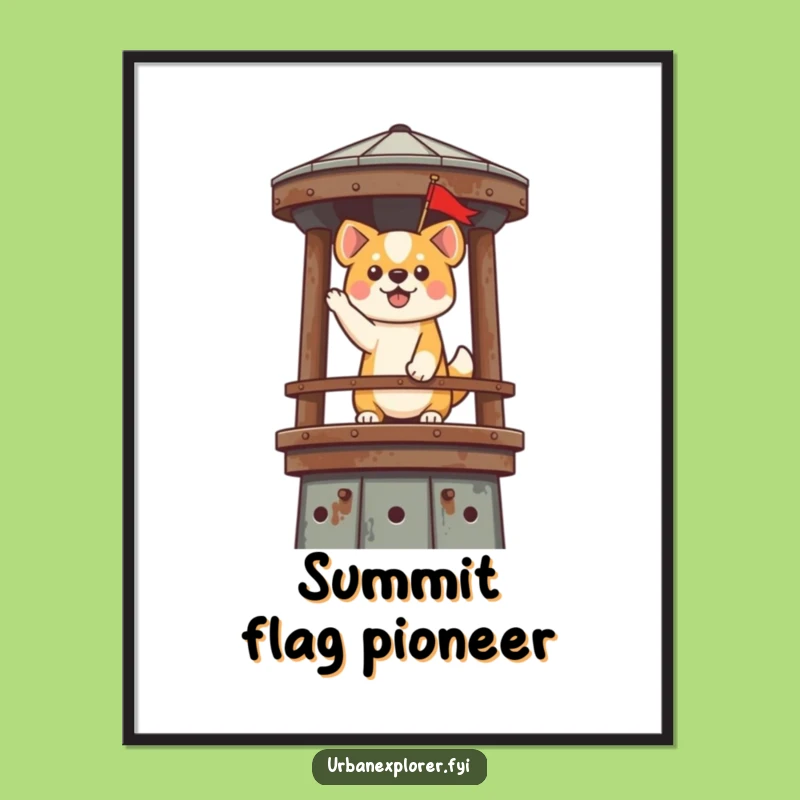 Funny Kawaii Dog Digital Art - Hilarious Victory Flag Print