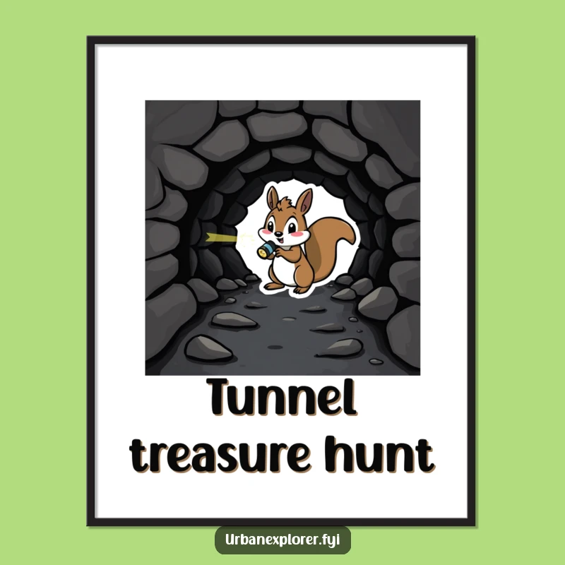 Funny Squirrel Tunnel Adventure Digital Art - Humorous Dark Decor