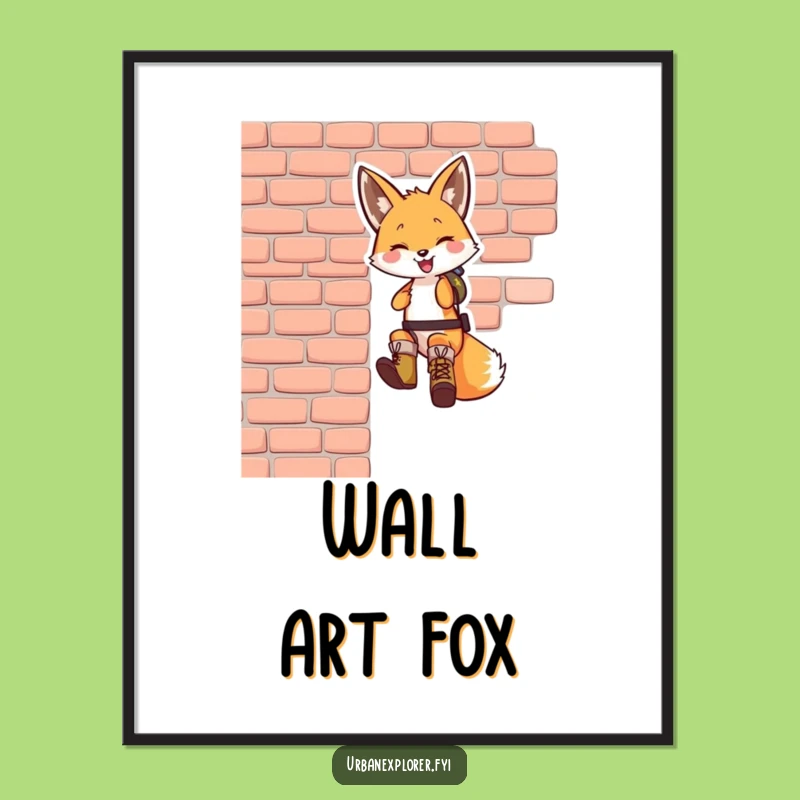 Funny Fox Rappelling Digital Art Print - Bold Decor for Adventurous Spaces