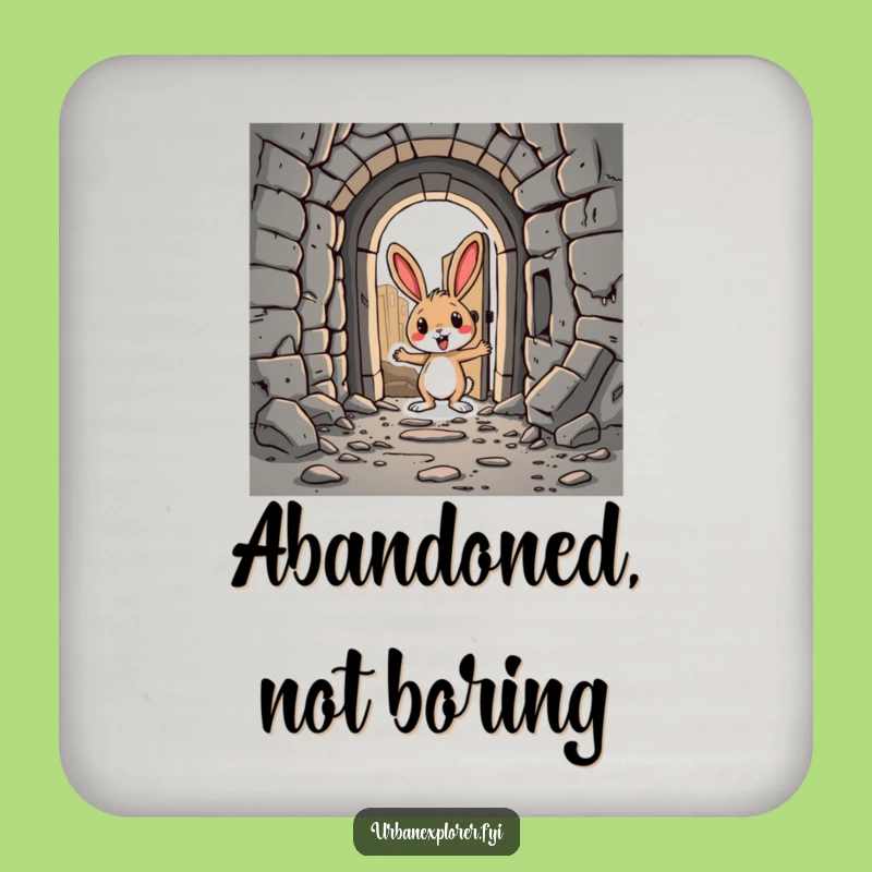 Funny Rabbit Drink Coaster: Abandoned City Protection, a Quirky Humor Gift