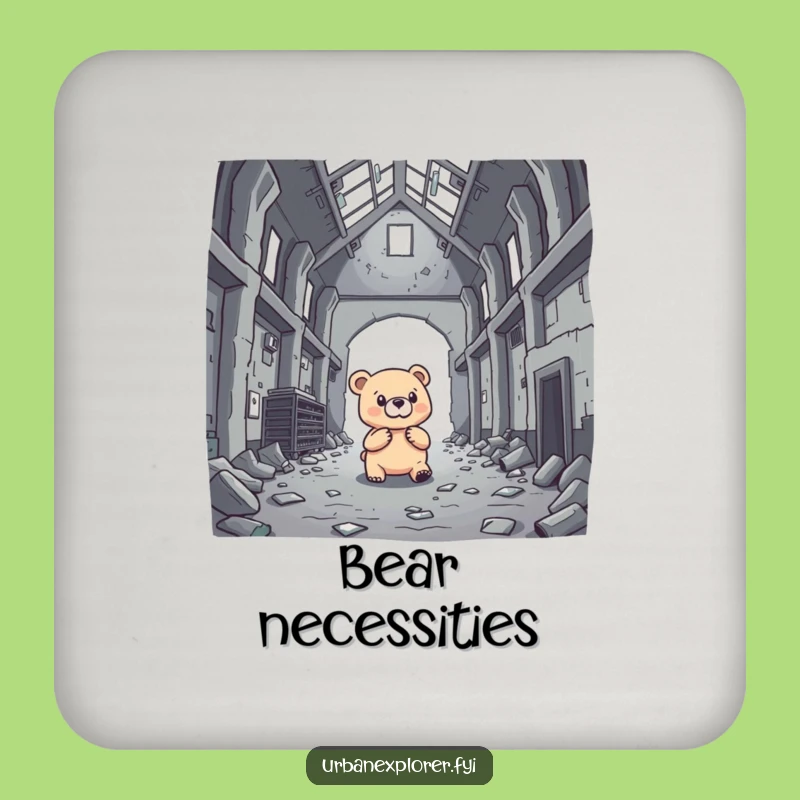 Funny Bear Warehouse Coaster - Protect Surfaces with Bold Humor
