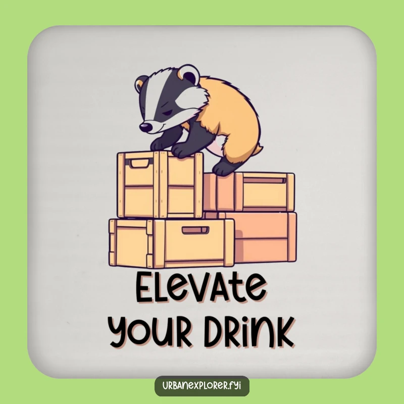 Funny Badger Climb Coaster: Protect Surfaces with Determined Humor
