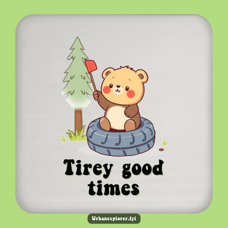 Funny Bear Cub Flag Drink Coaster - Protect Surfaces, Victory Decor, Cool Funny Gift