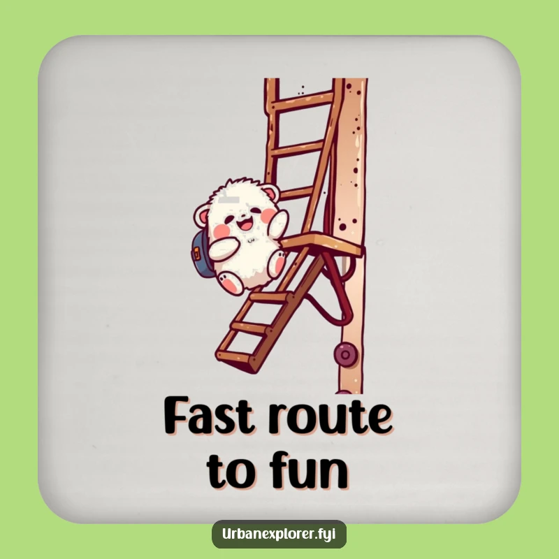 Funny Creature Fire Escape Drink Coaster - Protect Surfaces, Playful Decor, Cool Funny Gift