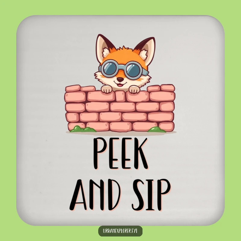 Funny Fox Goggles Coaster: Gleeful Peeking Protection for Surfaces