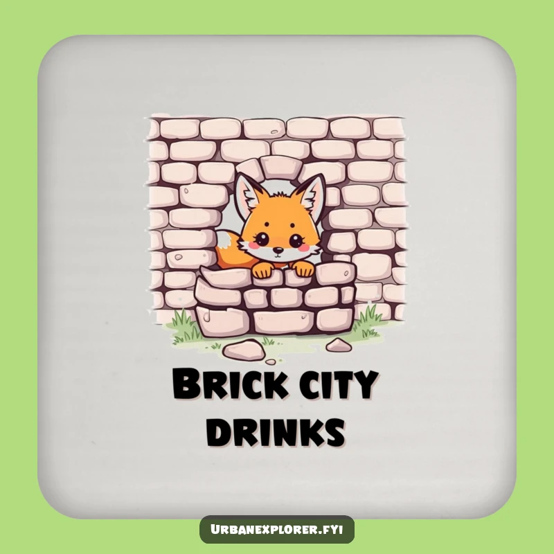Funny Kawaii Fox Coaster Set: Brick Wall Protection, Cute Barware Gift