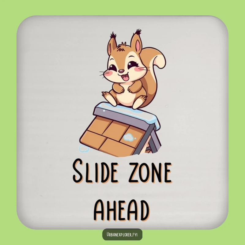 Funny Kawaii Squirrel Coaster - Hilarious Rooftop Slide Drink Protector