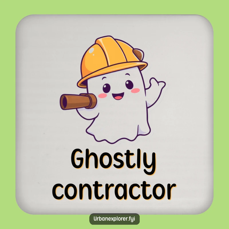 Funny Ghost Hard Hat Coaster Set: Protect Surfaces with Spooky Charm