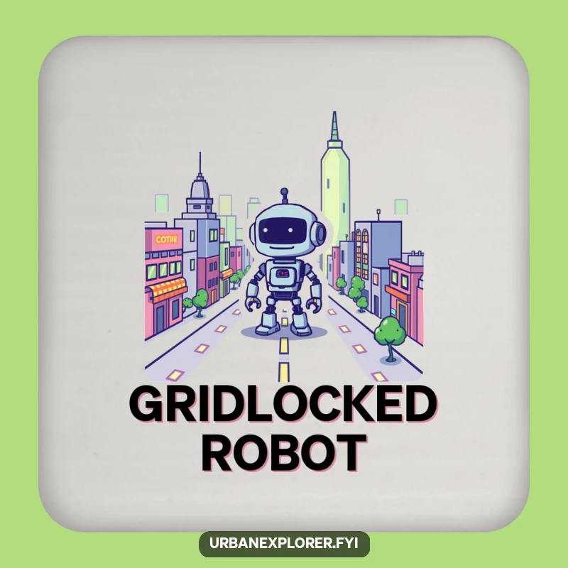 Funny Pixel Robot City Coaster Set: Protect Surfaces with Retro Charm