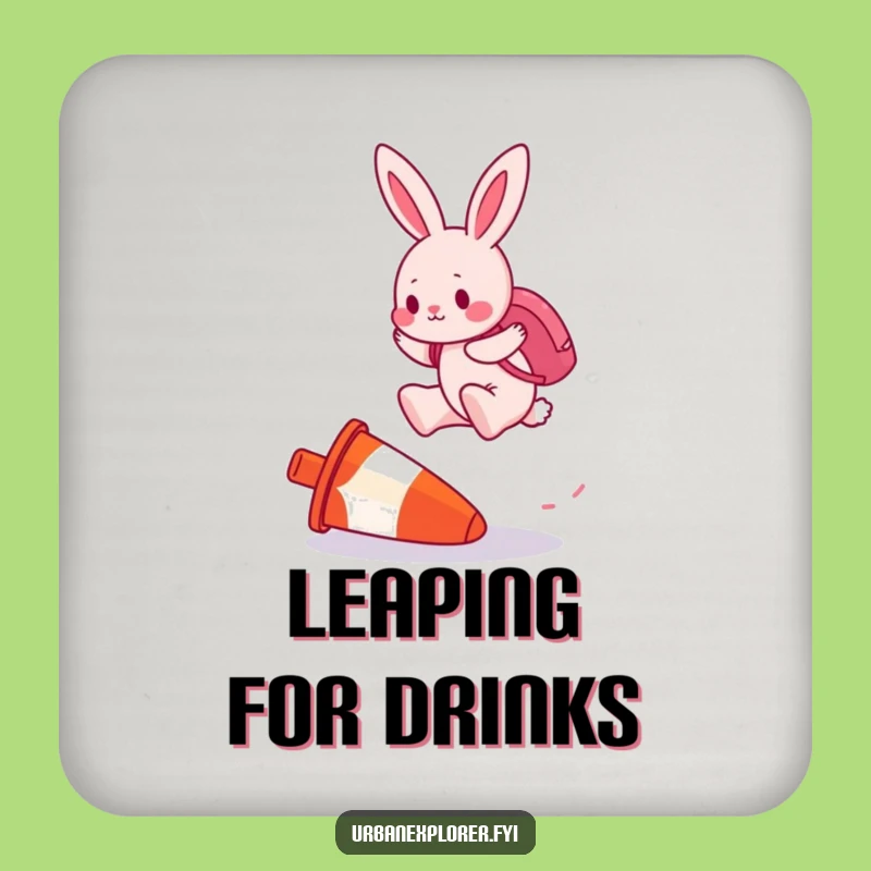 Funny Pink Bunny Traffic Cone Jump Coaster - Jumper Drink Protector