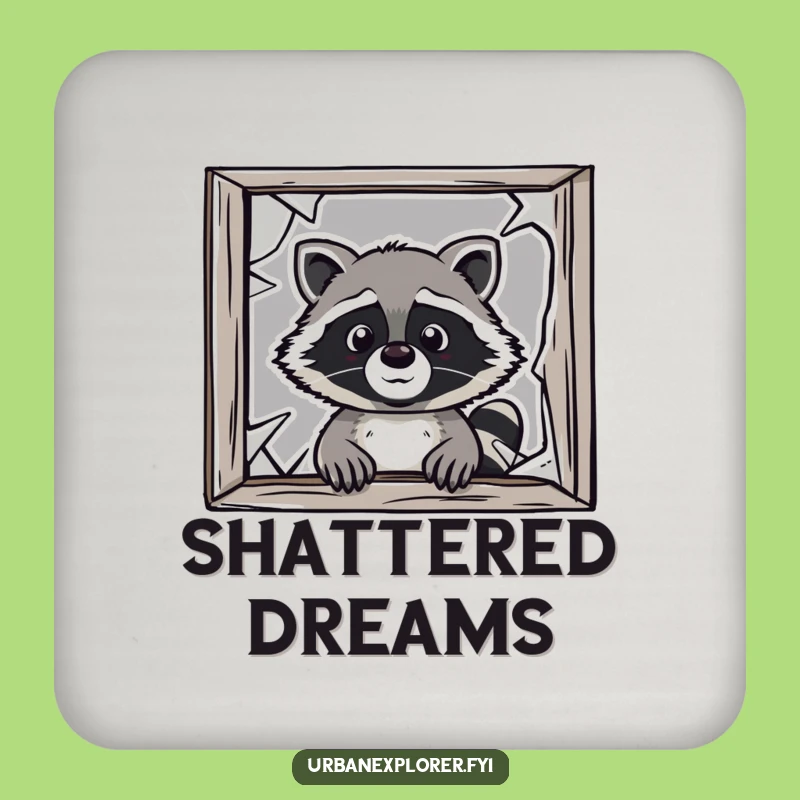 Funny Raccoon Window Coaster Set: Protect Surfaces with Cartoon Charm