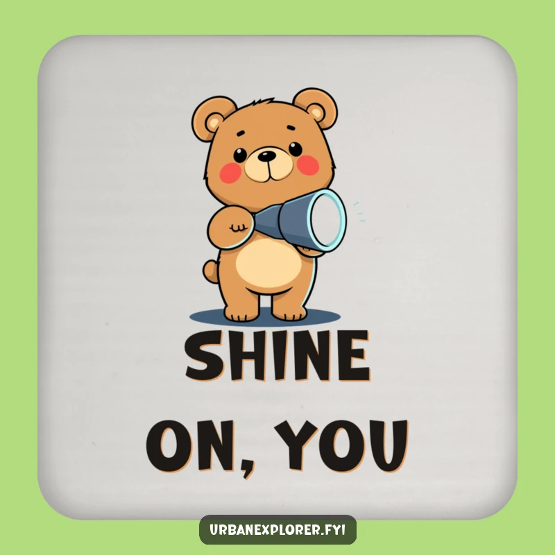 Funny Chibi Bear Flashlight Coasters: Protect Surfaces with Adorable Nighttime Humor!