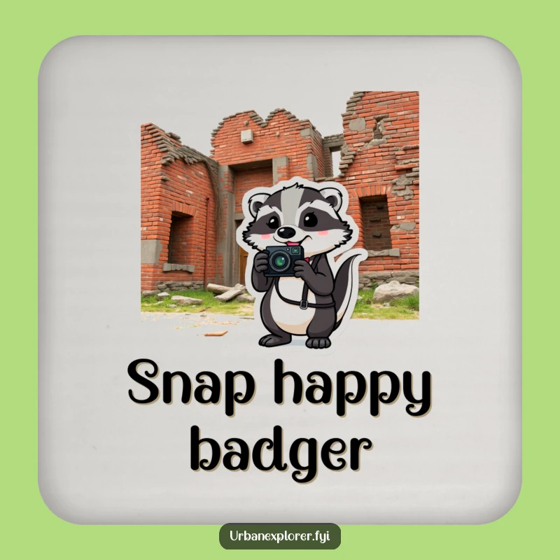 Funny Badger Photo Coaster - Protect Surfaces with Artistic Humor