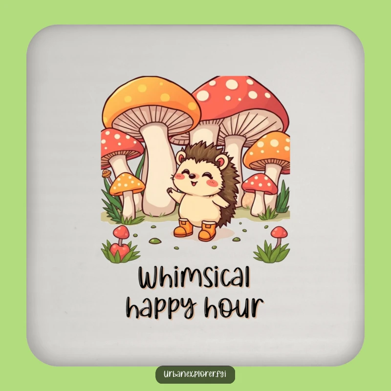 Funny Hedgehog Mushroom Coaster: Tiny Boots Protection, Stylish Funny Gift!