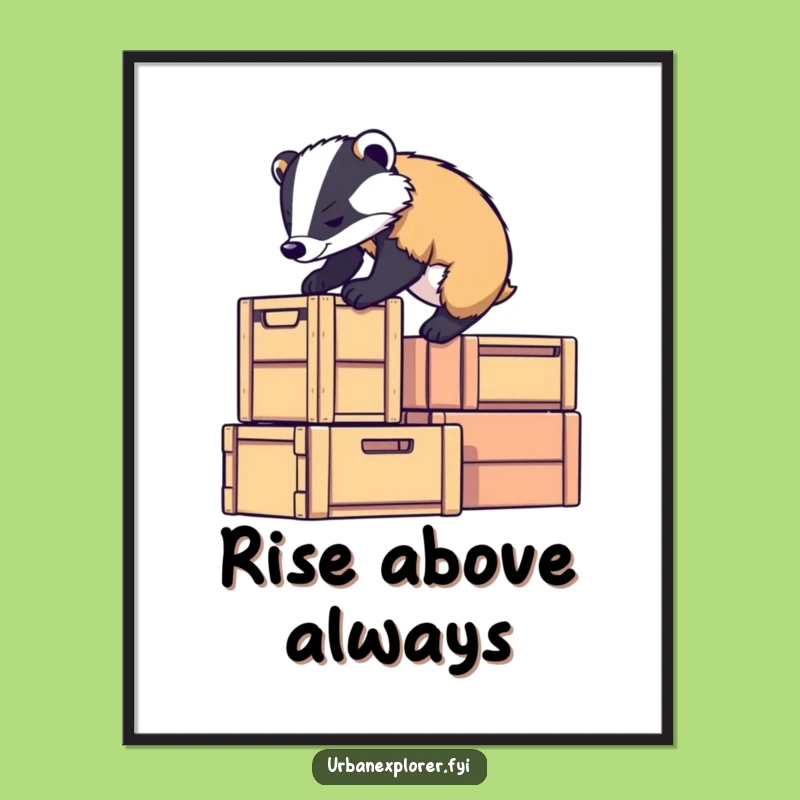 Funny Badger Climb Poster: Determined Critter Art for Motivation