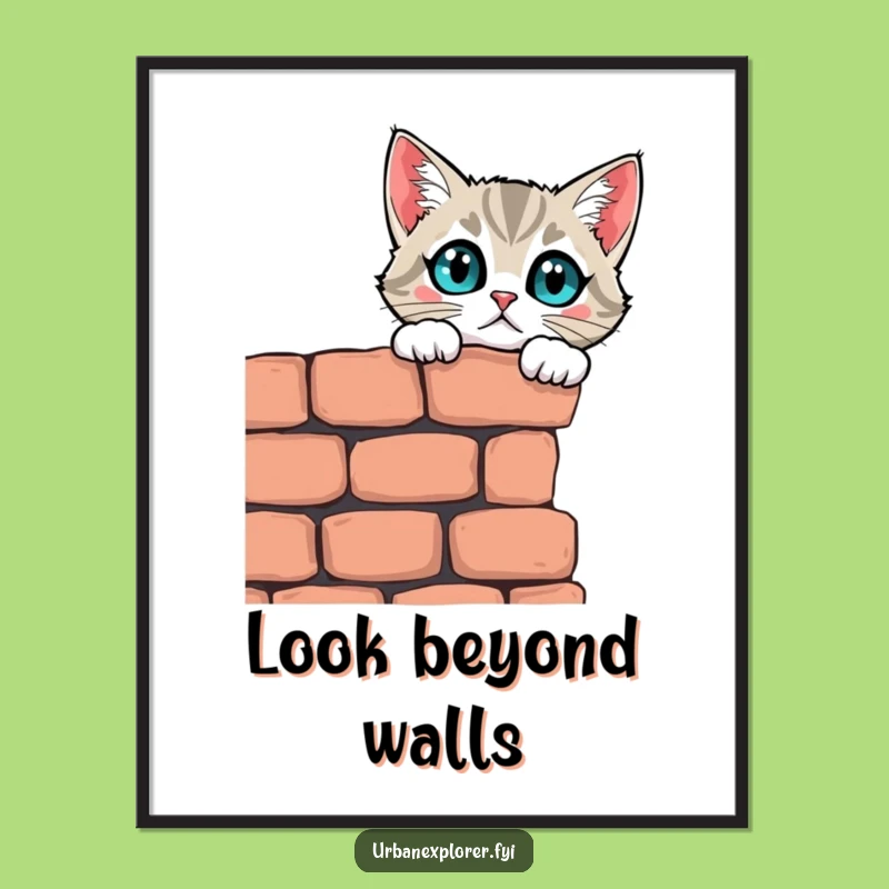 Funny Curious Cat Wall Poster: Bring Wonder to Your Walls!