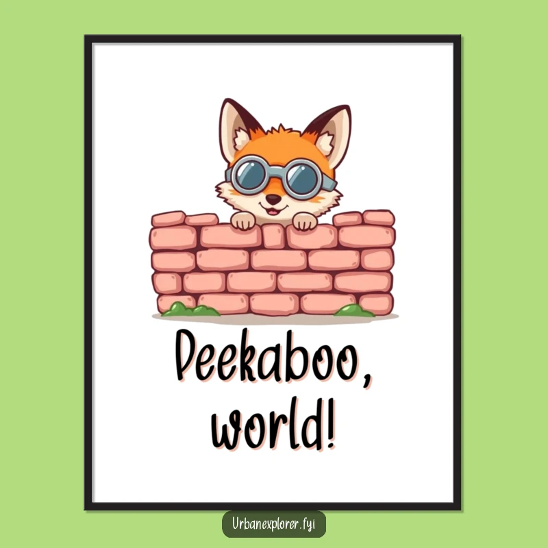 Funny Fox Goggles Poster: Gleeful Peeking Wall Art for Whimsical Decor