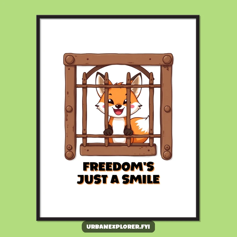Funny Fox Window Poster: Brave Peek's Intrigue, Artistic Funny Gift for Walls!