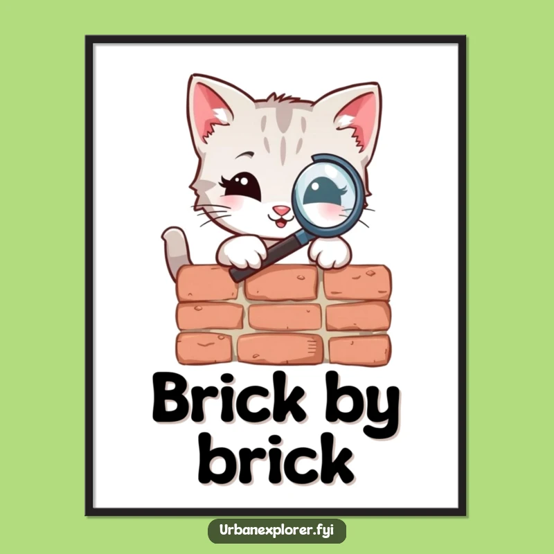 Funny Kitten Magnifying Glass Poster: Detective Art for Curious Minds Gift