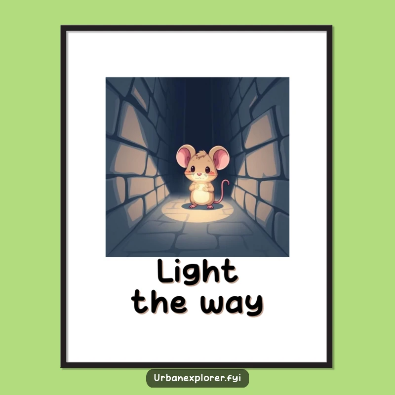 Funny Mouse Explorer Poster: Tiny Light's Mystery, Artistic Funny Gift for Walls!