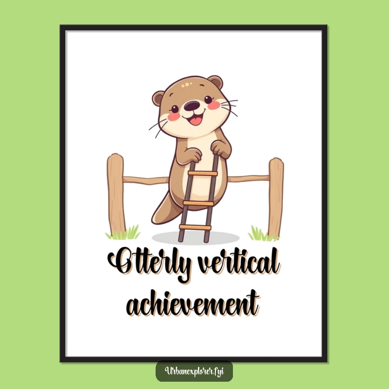 Funny Otter Climbing Fence Poster - Hilarious Animal Art for Wall Decor