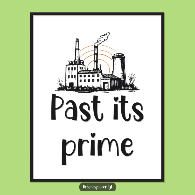 Funny Forgotten Factory Sunset Poster: Artistic Cartoon Decor for Any Room